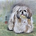 Happy Little Puppy Painting by Carmen Lam Happy Little Puppy Painting by Carmen Lam