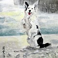 Happy Puppy in the Snow Painting by Carmen Lam Happy Puppy in the Snow Painting by Carmen Lam