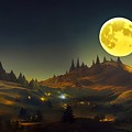 Harvest Moon Over Farm Digital Art by Beverly Read Harvest Moon Over Farm Digital Art by Beverly Read