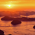 Hazy sunset on Kurushima Kaikyo Bridge and Kurushima Strait Photograph by Lyl Dil Creations Hazy sunset on Kurushima Kaikyo Bridge and Kurushima Strait Photograph by Lyl Dil Creations