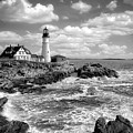 Head Light of Portland in B-W Photograph by DB Hayes Head Light of Portland in B-W Photograph by DB Hayes