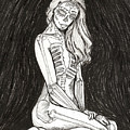 Eternal Enigma Sugar Skull Woman Drawing by K P Eternal Enigma Sugar Skull Woman Drawing by K P