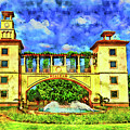 Hialeah Fountain and Entrance Plaza Park - pen and watercolor Digital Art by Nicko Prints Hialeah Fountain and Entrance Plaza Park - pen and watercolor Digital Art by Nicko Prints