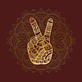 Hippie Boho Golden Peace Sign Mandala Digital Art by Laura Ostrowski Hippie Boho Golden Peace Sign Mandala Digital Art by Laura Ostrowski