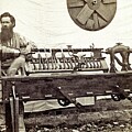 Historic Photograph Wood Turner and Custom Cat Lathe by PrintsAntiquA