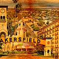 Historical buildings of Bakersfield, California, blended on old paper Digital Art by Nicko Prints Historical buildings of Bakersfield, California, blended on old paper Digital Art by Nicko Prints