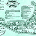 Historical Map of Nantucket from 1602-1886 Aqua Blue by Toby McGuire