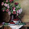 Hollyhocks flowers in vase by Natalja Picugina Hollyhocks flowers in vase by Natalja Picugina