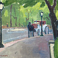 Horse Carriage in Central Park - New York City Painting by Paul Strahm Horse Carriage in Central Park - New York City Painting by Paul Strahm