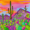 Extra Bright Hot Summer Desert Cacti by Roxie Colors