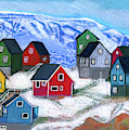 Houses in the mountains with Snow by Roxie Colors