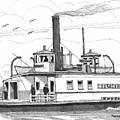 Hudson River Steam Ferry Boat Coxsackie Drawing by Richard Wambach Hudson River Steam Ferry Boat Coxsackie Drawing by Richard Wambach
