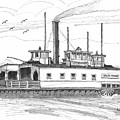 Hudson River Steam Ferry Boat Geo H Powers Drawing by Richard Wambach Hudson River Steam Ferry Boat Geo H Powers Drawing by Richard Wambach