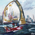 Hudson Sailing Painting by Roxy Rich Hudson Sailing Painting by Roxy Rich