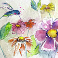 Hummingbird in the Garden Painting by Roxy Rich Hummingbird in the Garden Painting by Roxy Rich