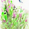 Hummingbird in the Red Salvia Painting by Roxy Rich Hummingbird in the Red Salvia Painting by Roxy Rich