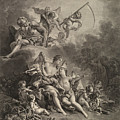 Hymen and Cupid Drawing by Jacques Firmin Beauvarlet Hymen and Cupid Drawing by Jacques Firmin Beauvarlet