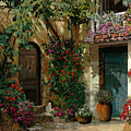 Fiori In Cortile Painting by Guido Borelli Fiori In Cortile Painting by Guido Borelli
