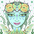 Insect Girl, Scarabella - Sq.White Digital Art by Valerie White Insect Girl, Scarabella - Sq.White Digital Art by Valerie White