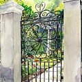 Iron Wheel gate Painting by Merana Cadorette Iron Wheel gate Painting by Merana Cadorette