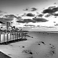 Isla Blanca in Black and White South Padre Island Sunrise Boardwalk by Bob Pardue