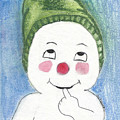 Jacques Frost Snowman with Rosy cheeks and a Green Toboggan Painting by Ali Baucom Jacques Frost Snowman with Rosy cheeks and a Green Toboggan Painting by Ali Baucom