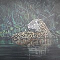 Jaguar Crossing River Painting by John Neeve Jaguar Crossing River Painting by John Neeve