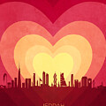 Jeddah Saudi Arabia Skyline Hearts Red Yellow #41 by Michael Tompsett