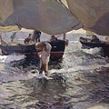 Joaquin Sorolla/ Unloading The Fish. Painting by Joaquin Sorolla -1863-1923-