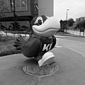 Kansas Jayhawks statue in black and white Photograph by Eldon McGraw Kansas Jayhawks statue in black and white Photograph by Eldon McGraw
