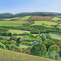 Kemsing and Heverham from the North Downs Painting by Jennifer Baird
