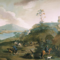 King Charles IV and Godoy While Hunting. ZACARIAS GONZALEZ VELAZQUEZ -1763-1834-. Painting by Zacarias Gonzalez Velazquez -1763-1834-