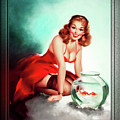 Kissing Fish by Edward Runci Vintage Pin-Up Girl Art Painting by Rolando Burbon Kissing Fish by Edward Runci Vintage Pin-Up Girl Art Painting by Rolando Burbon