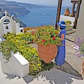 Lady in blue in Santorini Photograph by Yvonne Jasinski Lady in blue in Santorini Photograph by Yvonne Jasinski