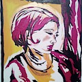 Lady With Black Cloud Painting by Leonida Arte Lady With Black Cloud Painting by Leonida Arte