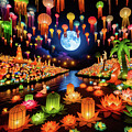 Lantern colorful light landscape by Michalakis Ppalis