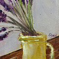 Lavender in a Yellow Pitcher Painting by Roxy Rich Lavender in a Yellow Pitcher Painting by Roxy Rich
