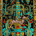 Lid of The Great Tomb of Pakal - Palenque Astronaut over Black No.2  by Serge Averbukh