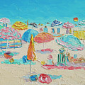 Beach scene with umbrellas - Life is full of color by Jan Matson