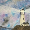 Lighthouse at Night Painting by Lisa Neuman Lighthouse at Night Painting by Lisa Neuman