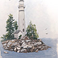 Lighthouse on rock by David Bigelow