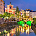 Ljubljanica river and the triple bridge at night, Slovenia Photograph by Neale And Judith Clark Ljubljanica river and the triple bridge at night, Slovenia Photograph by Neale And Judith Clark