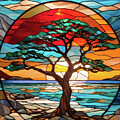 Lone Tree by the Ocean at Sunset by Peggy Collins