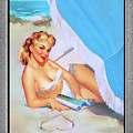 Love At The Beach by Edward Runci Vintage Pin-Up Girl Art Painting by Rolando Burbon Love At The Beach by Edward Runci Vintage Pin-Up Girl Art Painting by Rolando Burbon