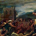 Luca Giordano / Felipe II, with his architects, inspects the works of El Escorial, ca. 1692, Ita... Painting by Luca Giordano -1634-1705-