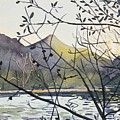 March Sunset - Malibou Lake Painting by Luisa Millicent March Sunset - Malibou Lake Painting by Luisa Millicent