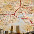 Map of Downtown Jacksonville, Florida, and skyline blended on old paper Digital Art by Nicko Prints Map of Downtown Jacksonville, Florida, and skyline blended on old paper Digital Art by Nicko Prints