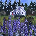 Matinicus House with Lupine Painting by Cyndie Katz Matinicus House with Lupine Painting by Cyndie Katz