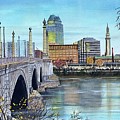 Memorial Bridge to Springfield MA Painting by Joseph Burger Memorial Bridge to Springfield MA Painting by Joseph Burger