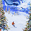 Meribel Snowboarder Print 3 Valleys by Pete Caswell